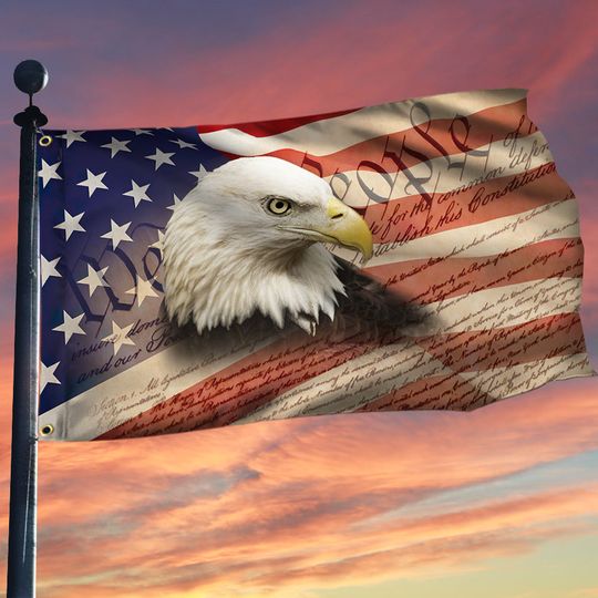 Patriot Flag We The People American Eagle Grommet Flag