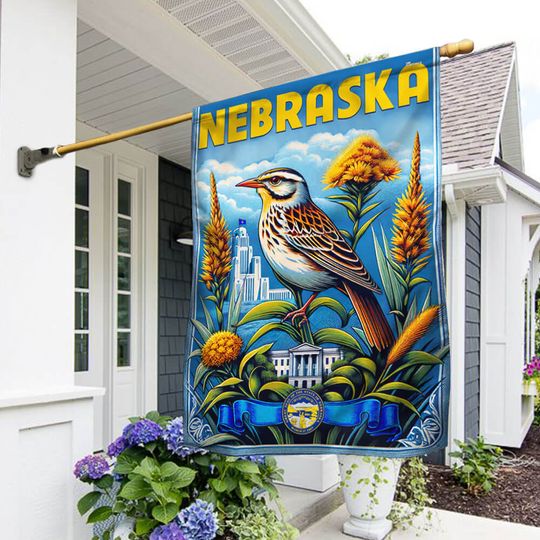 FLAGWIX  Nebraska Meadowlark Bird Flag