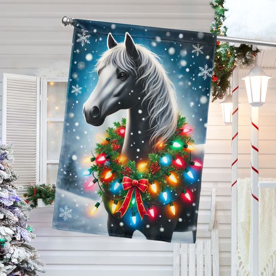 Horse Christmas Flag
