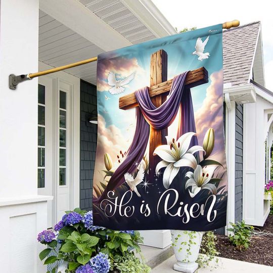 FLAGWIX  He Is Risen The Resurrection of Jesus Easter Christian Cross Flag