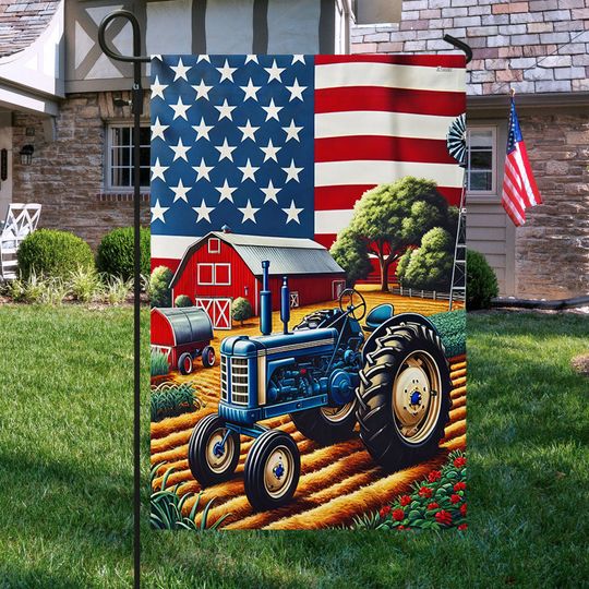 Farm Tractor Farm Life American Flag