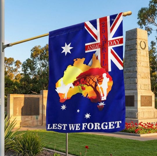 Anzac Day Australia Flag, 25 April Australian Veteran Lest We Forget Decor