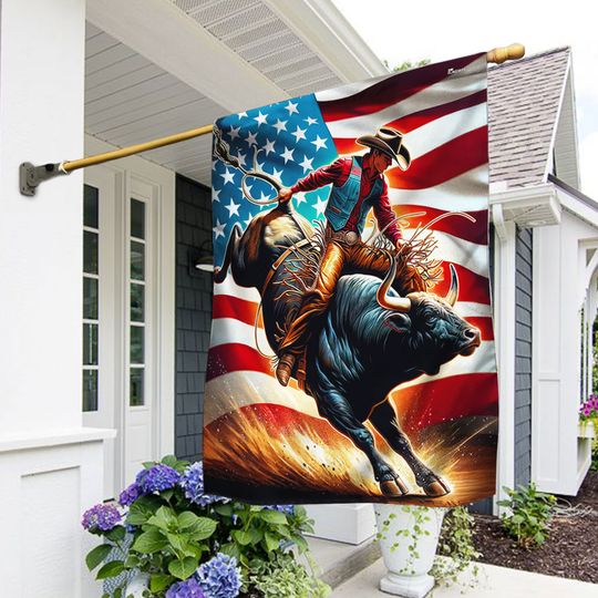 FLAGWIX Bull Riding American Flag