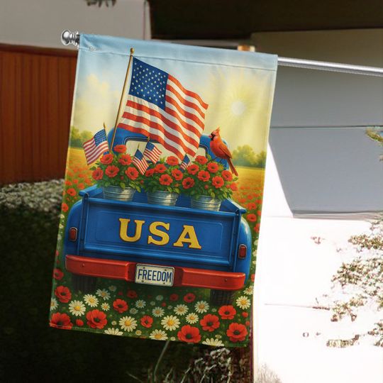 Flagwix American Flag - 4th of july Patriotic Truck with America Flag