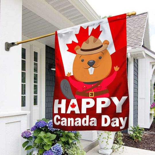 Happy Canada Day Beaver Flag
