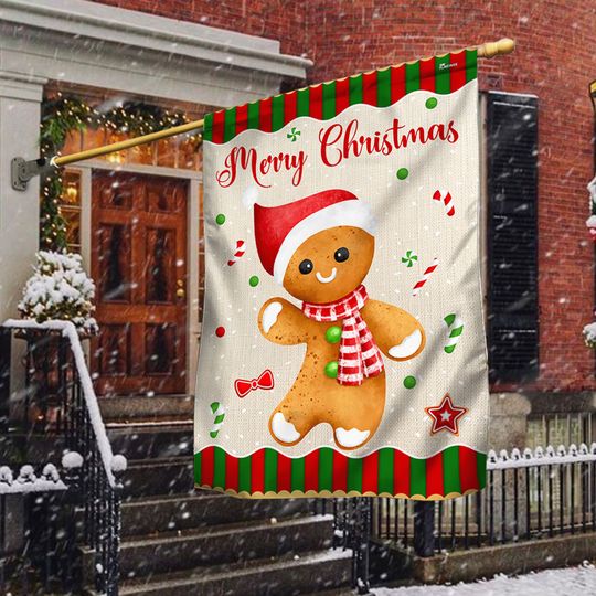 Gingerbread Man Christmas Flag