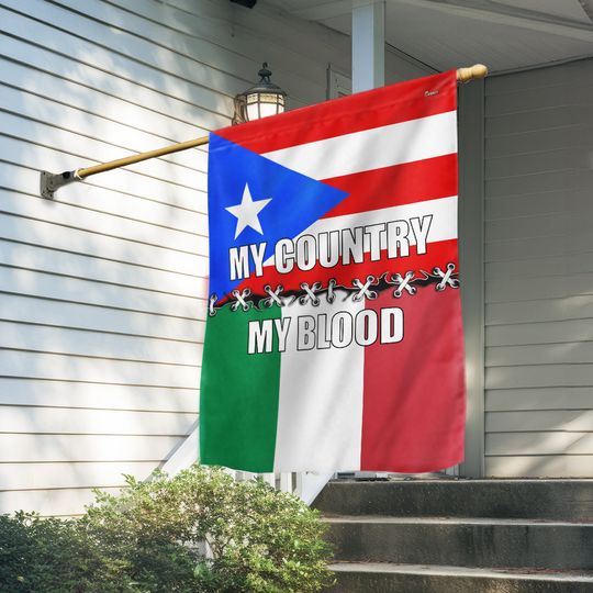 Italian and Puerto Rican My Country My Blood Flag
