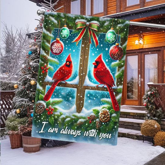 Cardinal Christmas Flag I Am Always With You Flag