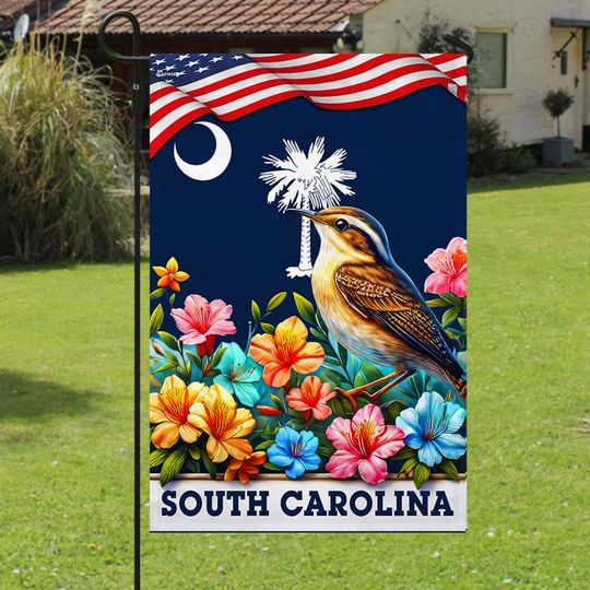 FLAGWIX Spring in South Carolina Native Bird and Blooming Flowers Flag
