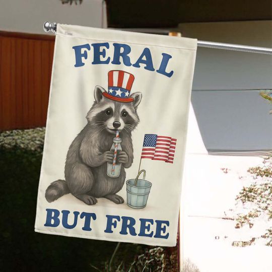 Flagwix American Flag - Patriotic Raccoon Feral But Free Funny 4th Of july Flag