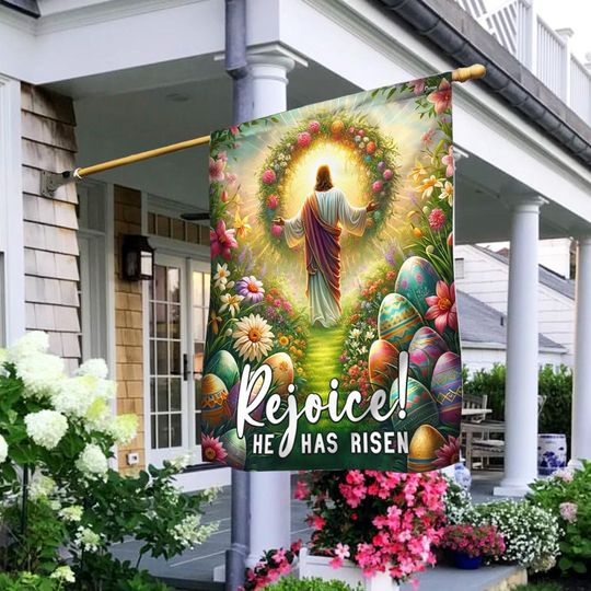 FLAGWIX  Jesus Easter Day He Has Risen Flag