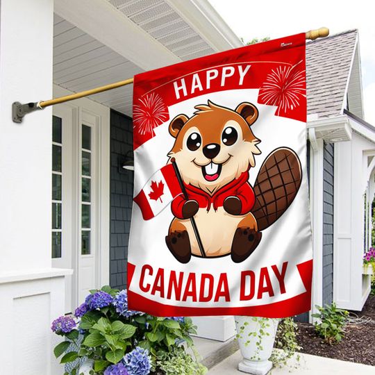 FLAGWIX Happy Canada Day Beaver 1st Of july Flag