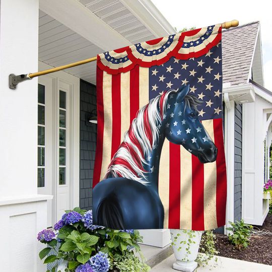 Patriotic Horse 4th Of july Flag