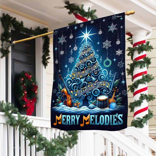 Merry Melodies Music Christmas Flag