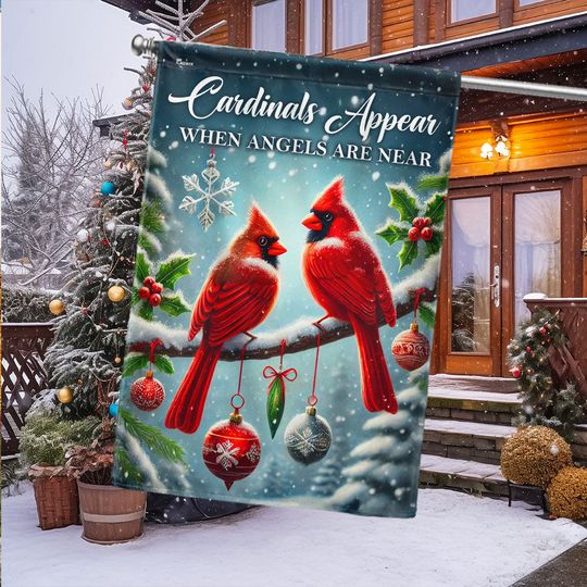 Cardinals Christmas Cardinals Appear When Angels Are Near Flag