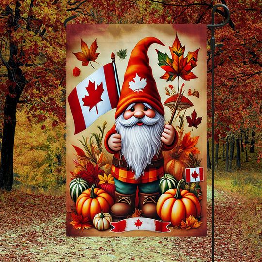 Canadian Fall Autumn Gnome Pumpkins Thanksgiving Canada Flag