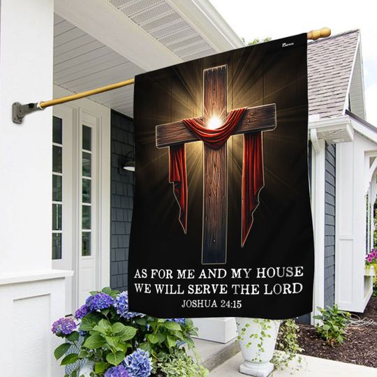 FLAGWIX Jesus Christian Cross As For Me And My House Flag 3-Day Shipping