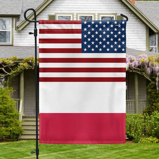 USA and Poland Garden Flag