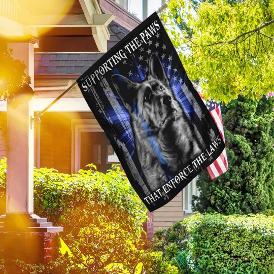 German Shepherd. Supporting the Paws That Enforce the Laws Flag