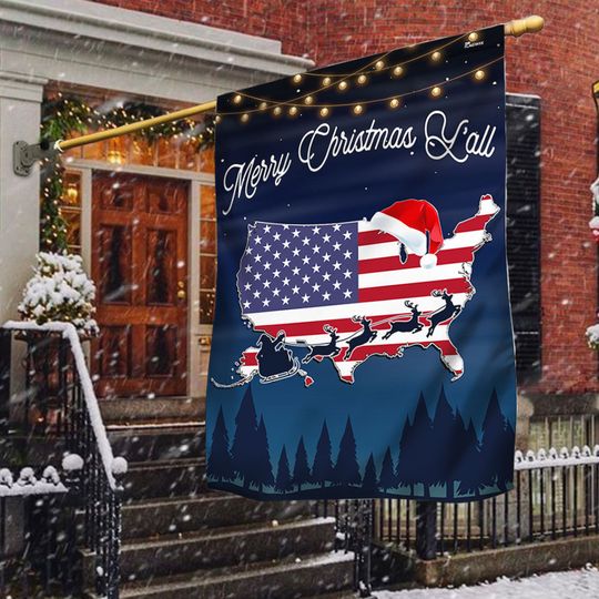 Merry Christmas Y'all American Flag TQN1778Fv6