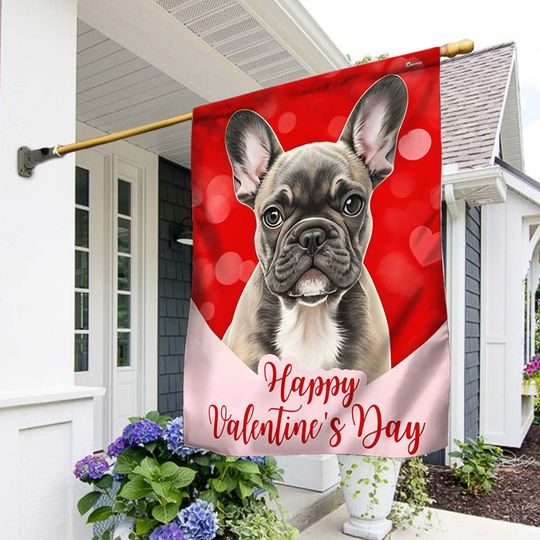 French Bulldog Valentine Puppy Dog Flag