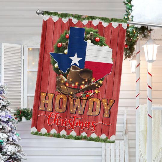 Texas Howdy Christmas Flag - Festive Holiday Gift & Décor  - 3-Day Shipping