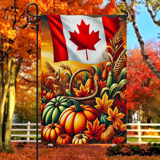 Canadian Fall Autumn Pumpkins Harvest Thanksgiving Canada Flag