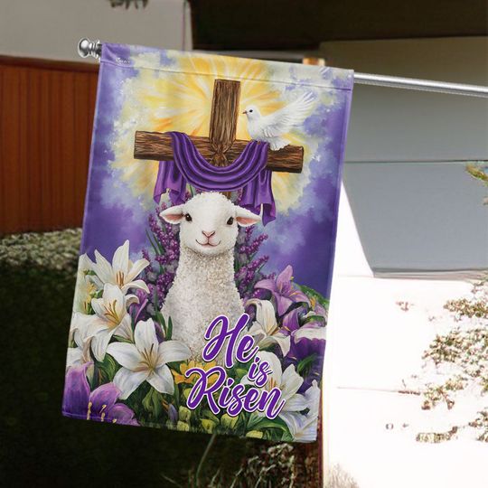 Christian Easter He is Risen Easter Lamb Flag