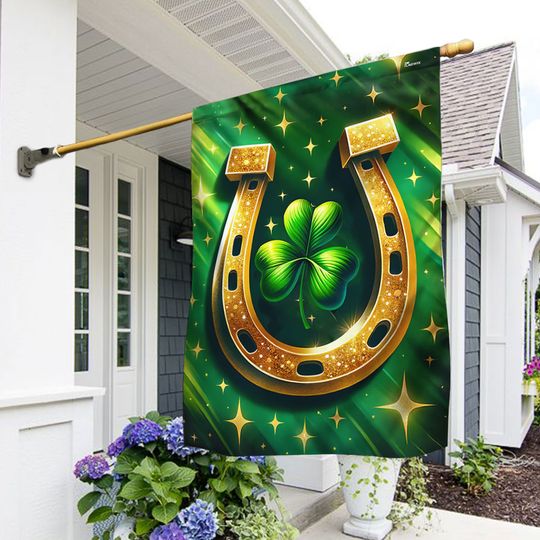 FLAGWIX  St Patrick's Day Horseshoe Shamrock Flag