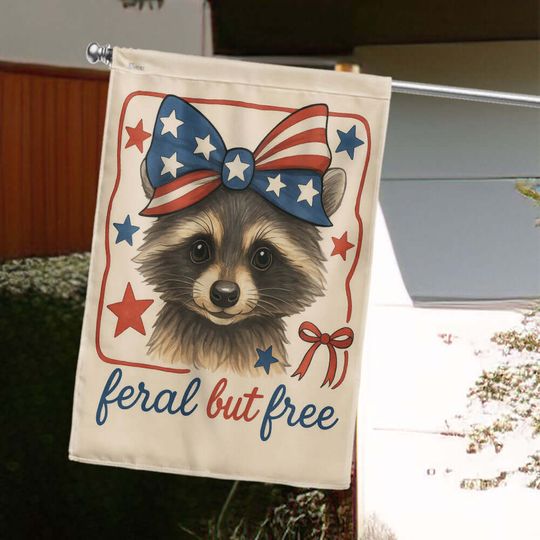 Flagwix American Flag - Patriotic Raccoon Feral But Free Funny 4th Of july Flag