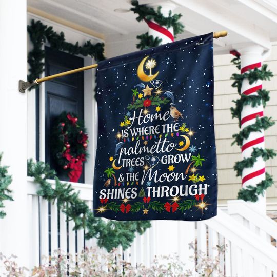 Flagwix South Carolina State Christmas Flag -  Home Is Where The Moon Shines Through The Palmetto Trees