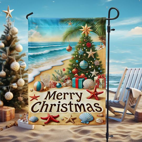 Beach Christmas At The Beach Merry Christmas Flag