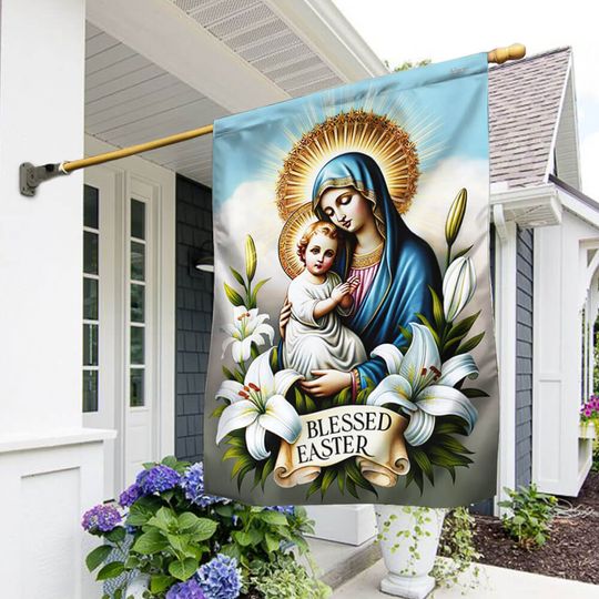 FLAGWIX  Mary Mother and Jesus Christ Blessed Easter Flag