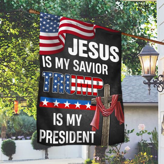FLAGWIX Trump Support Flag Jesus Is My Savior Trump Is My President