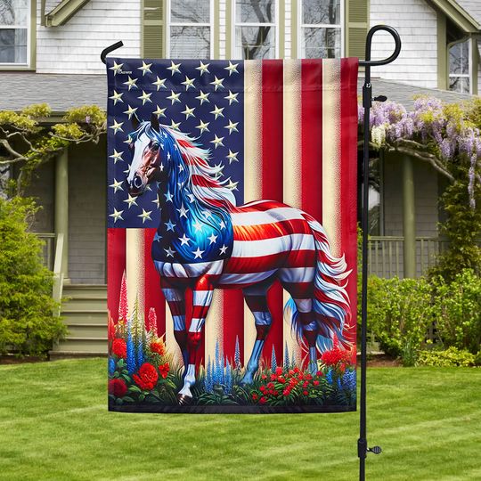 Patriotic Horse Flag