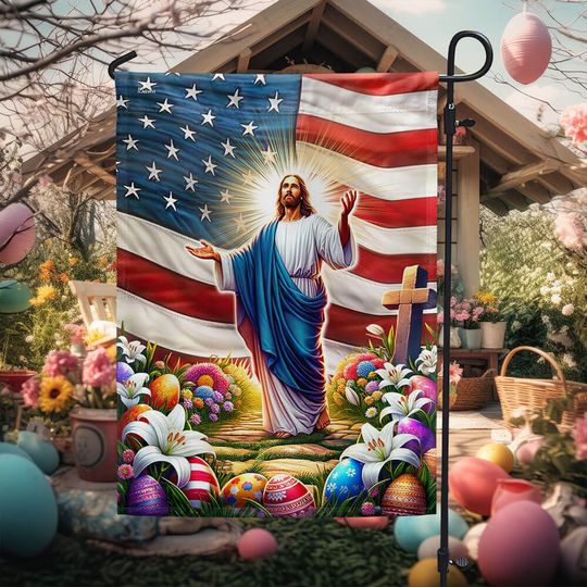 FLAGWIX  Jesus Easter American He Is Risen Christian Flag