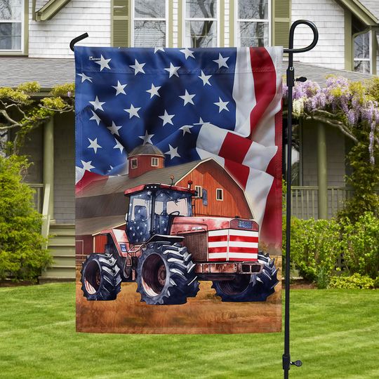 Farm Tractor American Flag