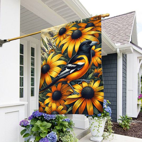 FLAGWIX Baltimore Oriole Bird and Black-eyed Susan Flower Maryland State Symbols Flag