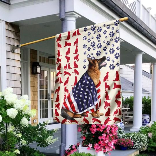German Shepherd Dog Flag Wrapped in Glory DDH2611Fv1