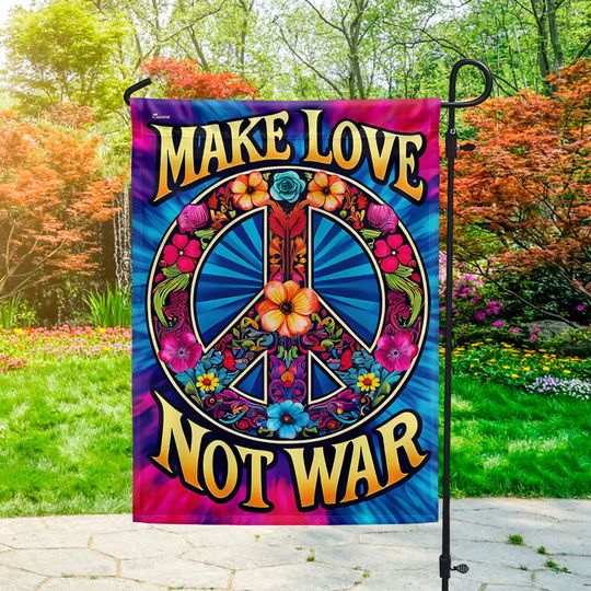 Hippie Peace Sign Flag Make Love Not War