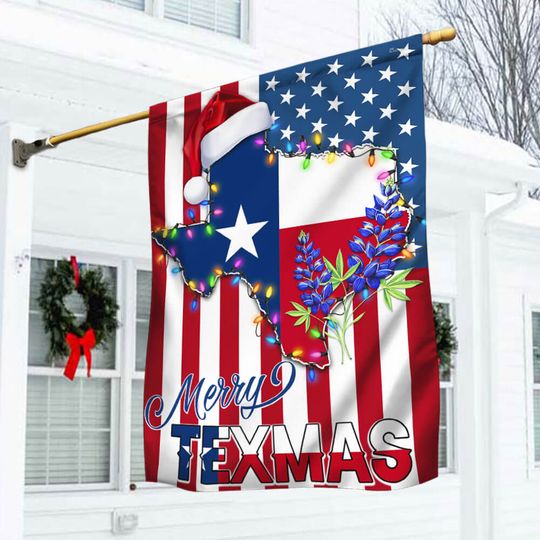Texas Christmas State Merry Texmas Bluebonnet American Flag