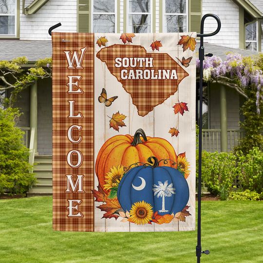 South Carolina Pumpkins Fall Halloween Thanksgiving Welcome Flag