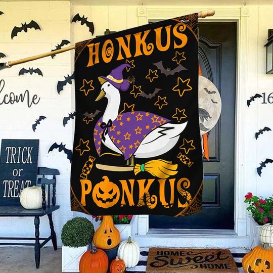 Halloween Honkus Ponkus Witch Duck Flag