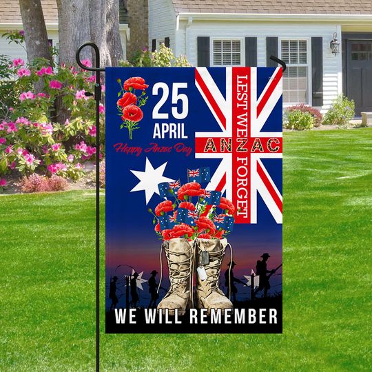 Anzac Day Veteran Boots We Will Remember Australian Flag