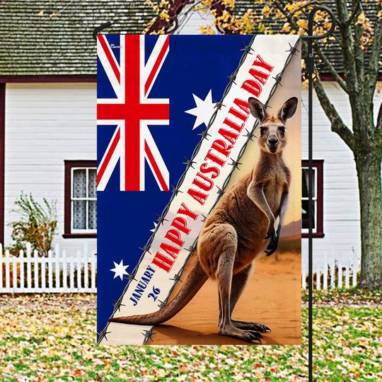 Happy Australia Day Kangaroo Astralian Flag