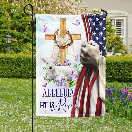 Easter Cross Resurrection of Jesus He Is Risen Flag