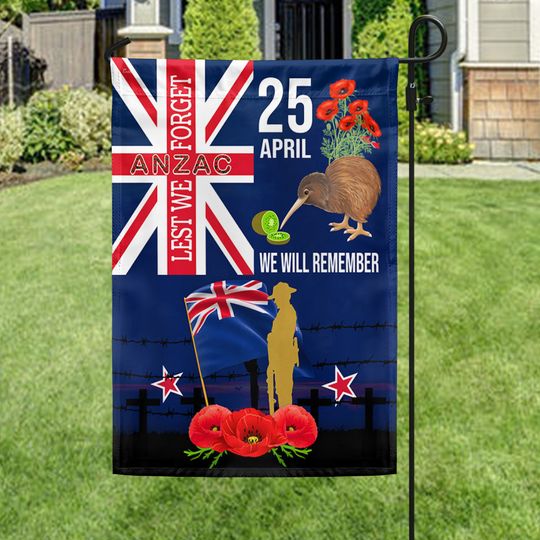 Anzac Day New Zealand Flag Lest We Forget 25 April We Will Remember Flag