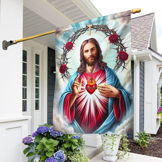 The Sacred Heart of Jesus Religious Flag