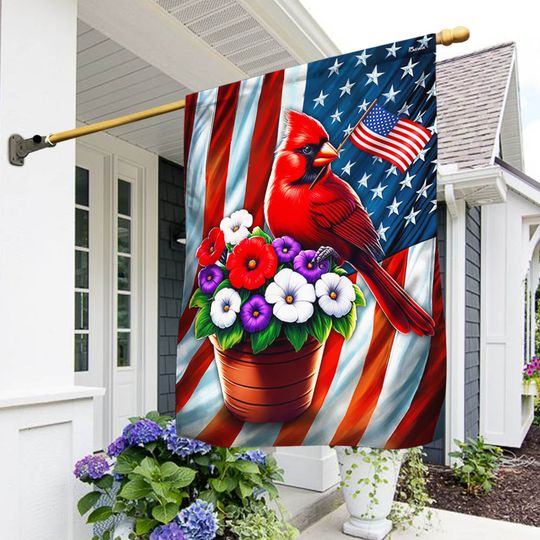 Flagwix American Flag - Patriotic Cardinal 4th Of july  Flag
