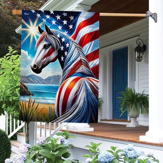 Horse Patriotic American Flag